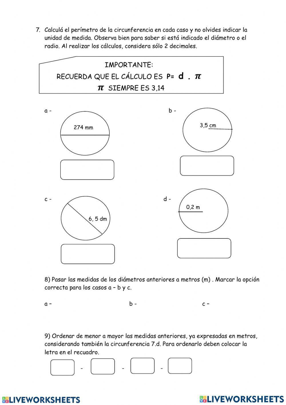 Perímetro y circunferencia.