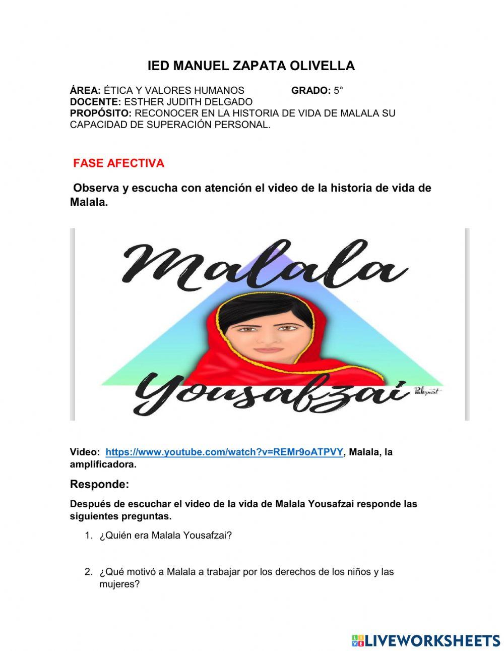 Historia de vida Malala Yousafzai