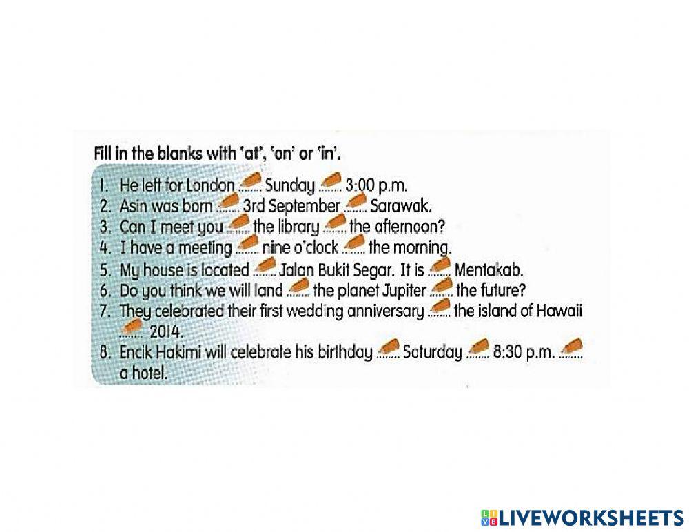 Prepositions of time and place