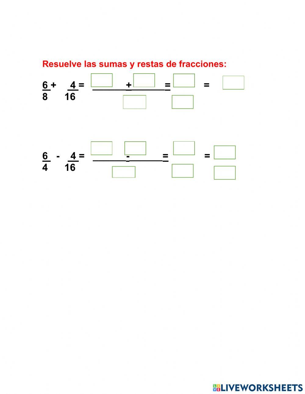 Suma  y resta de fracciones