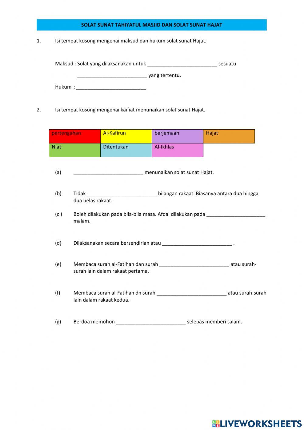 Solat sunat tahiyatul masjid dan solat sunat hajat