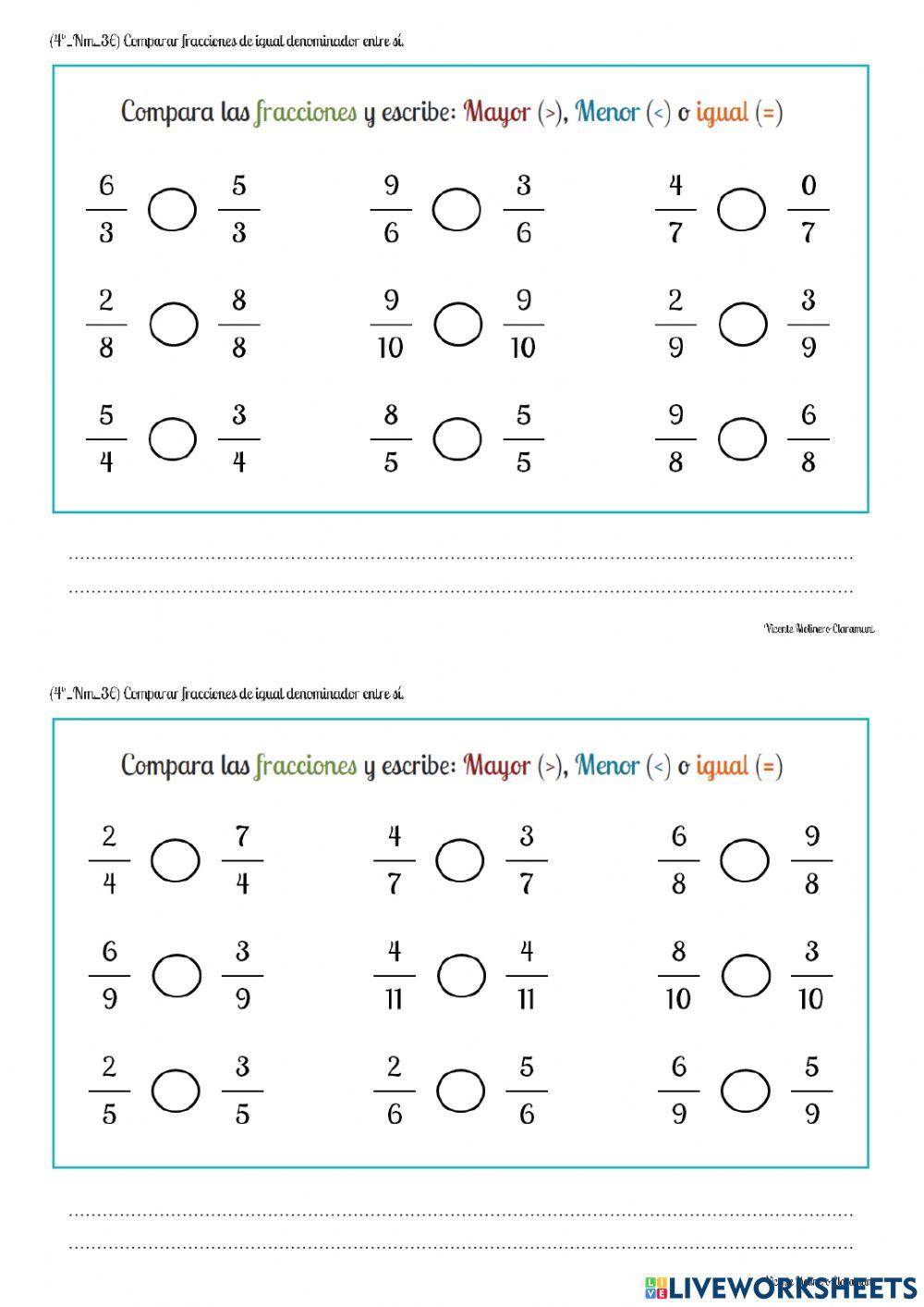 Comparamos fracciones