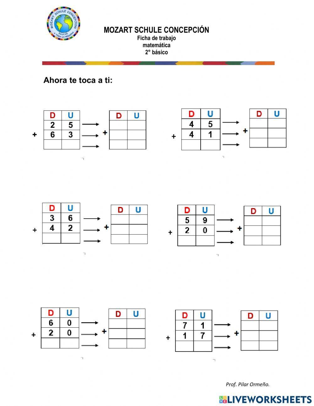 Adición y sustracción algoritmo de descomposición.