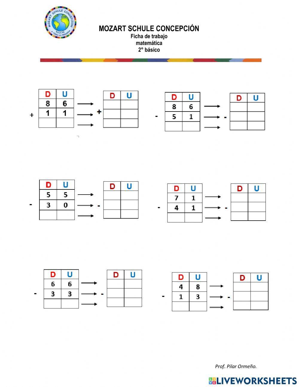 Adición y sustracción algoritmo de descomposición.