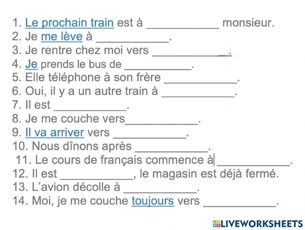Les heures... compréhension de l'oral...