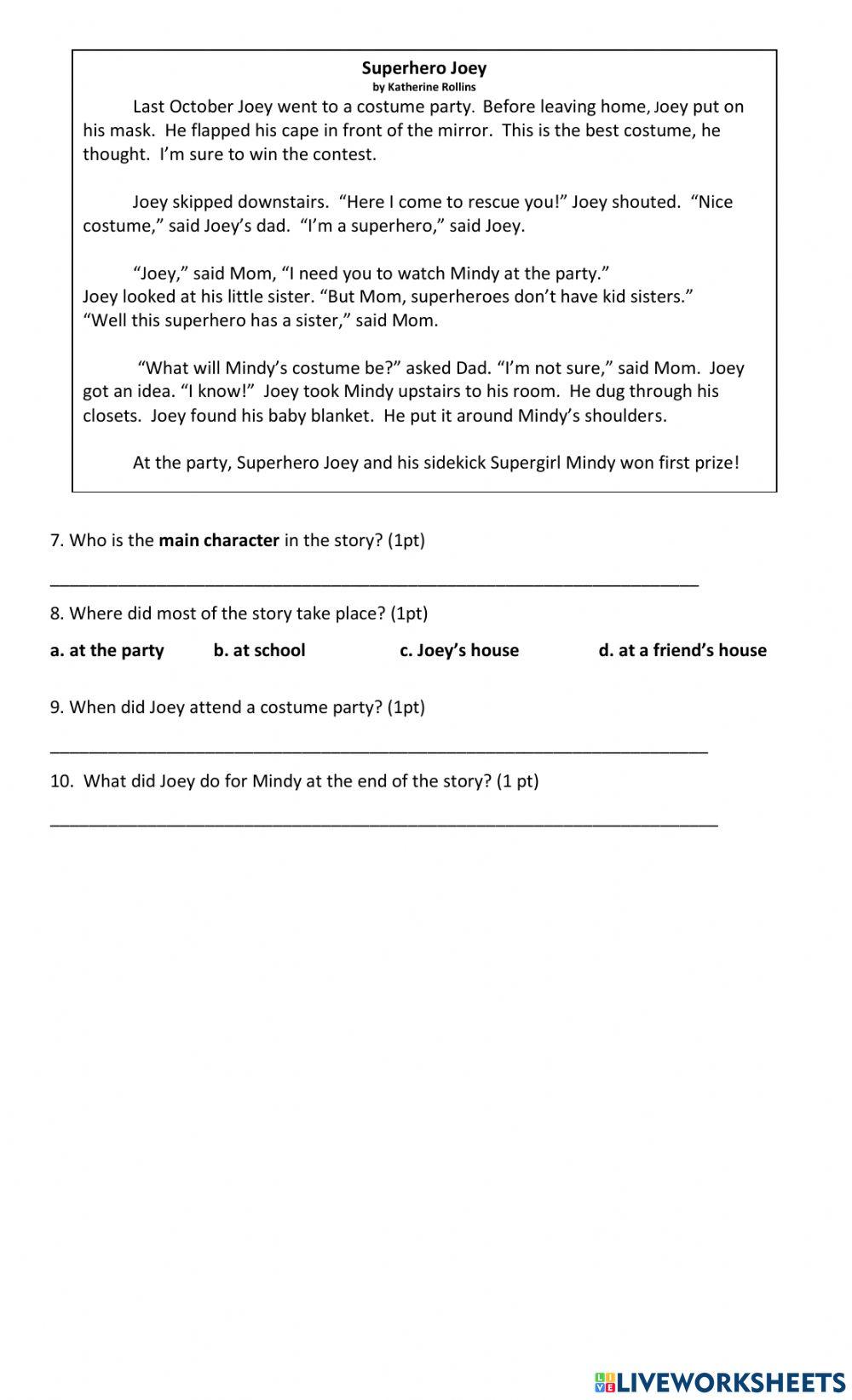 Elements of a Story Quiz