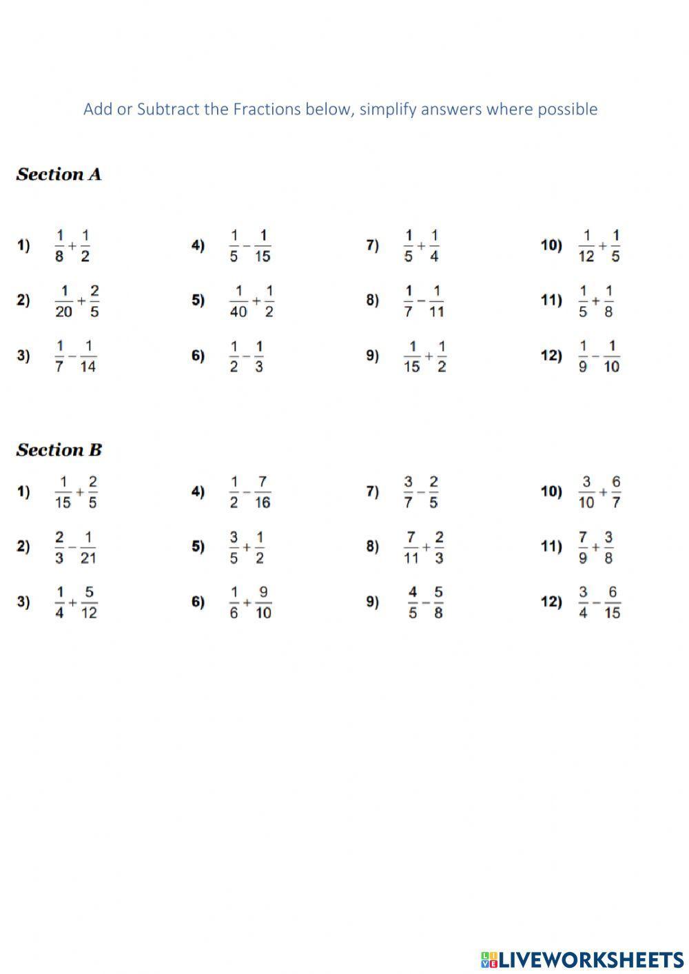 Adding & Subtracting Quiz Adding & Subtracting Quiz