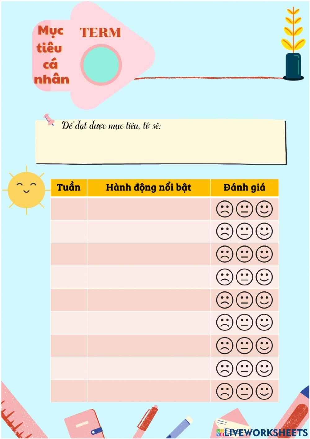 Mục tiêu cá nhân - Khối 4