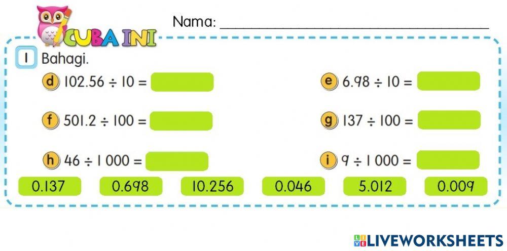 Bahagi Perpuluhan Tahun 5