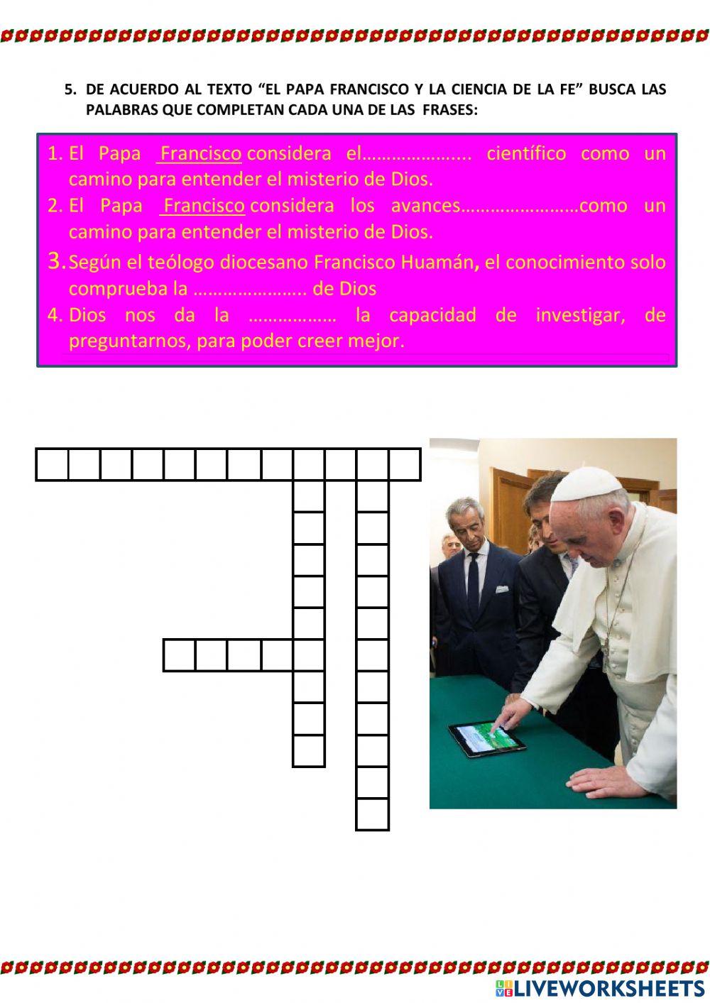 RELIGIÓN- FICHA Fe Ciencia y Tecnología