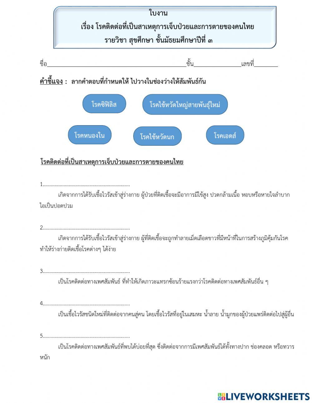 ใบงานสุขศึกษา ม.3 ep.15