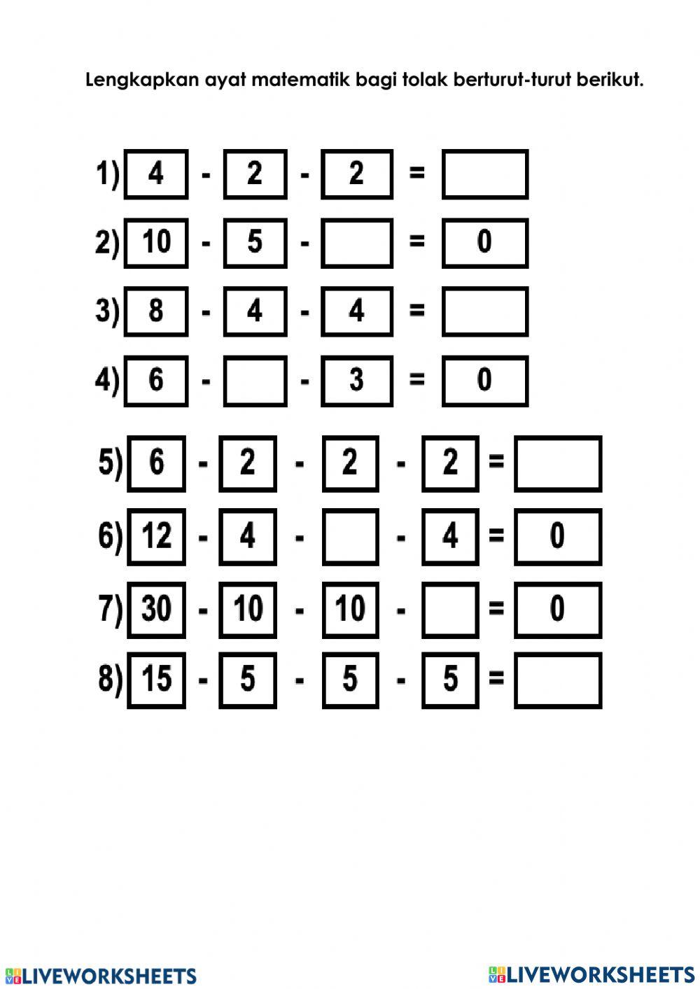 Tambah dan tolak berturut