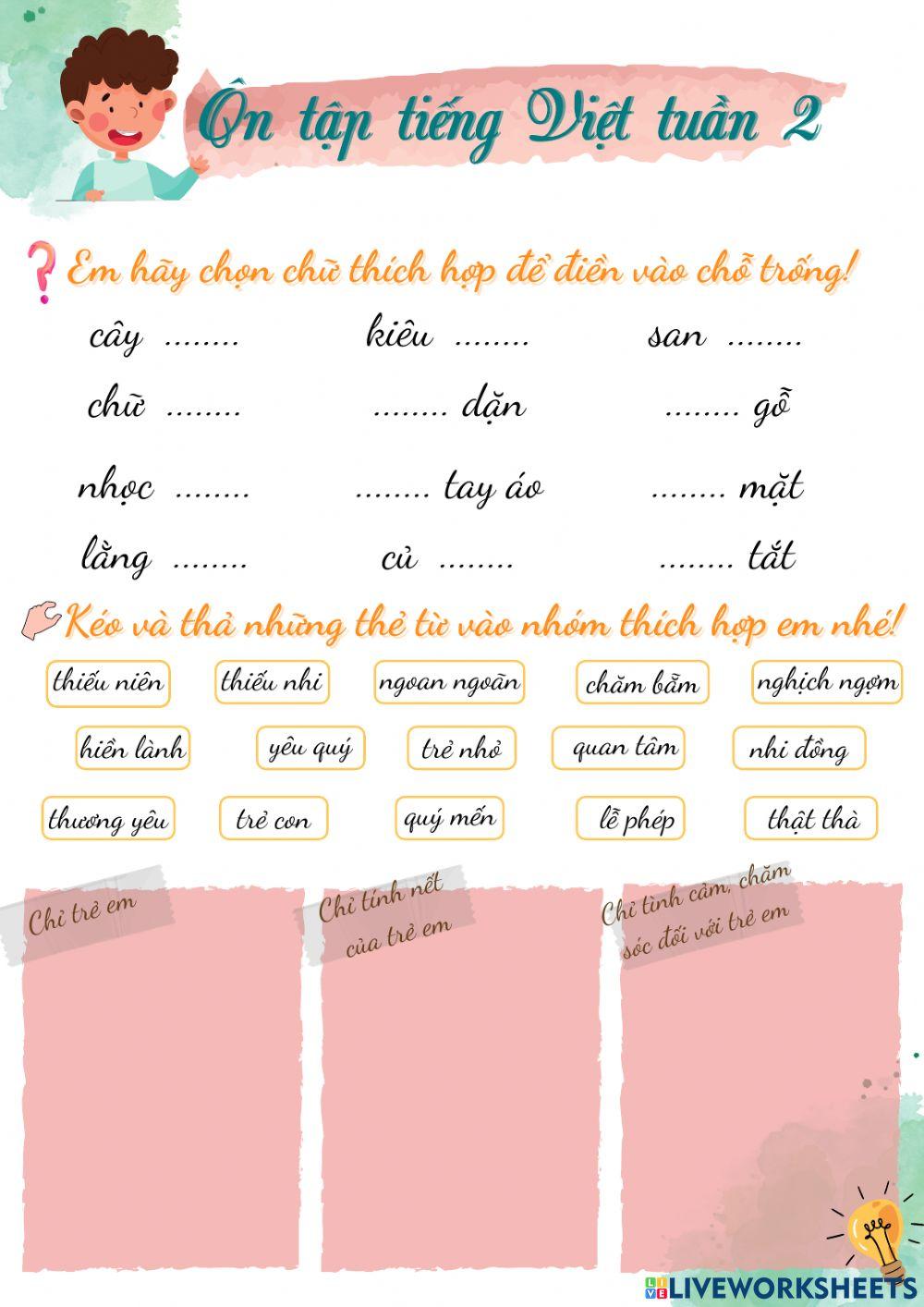 Ôn tập tiếng Việt 3 tuần 2
