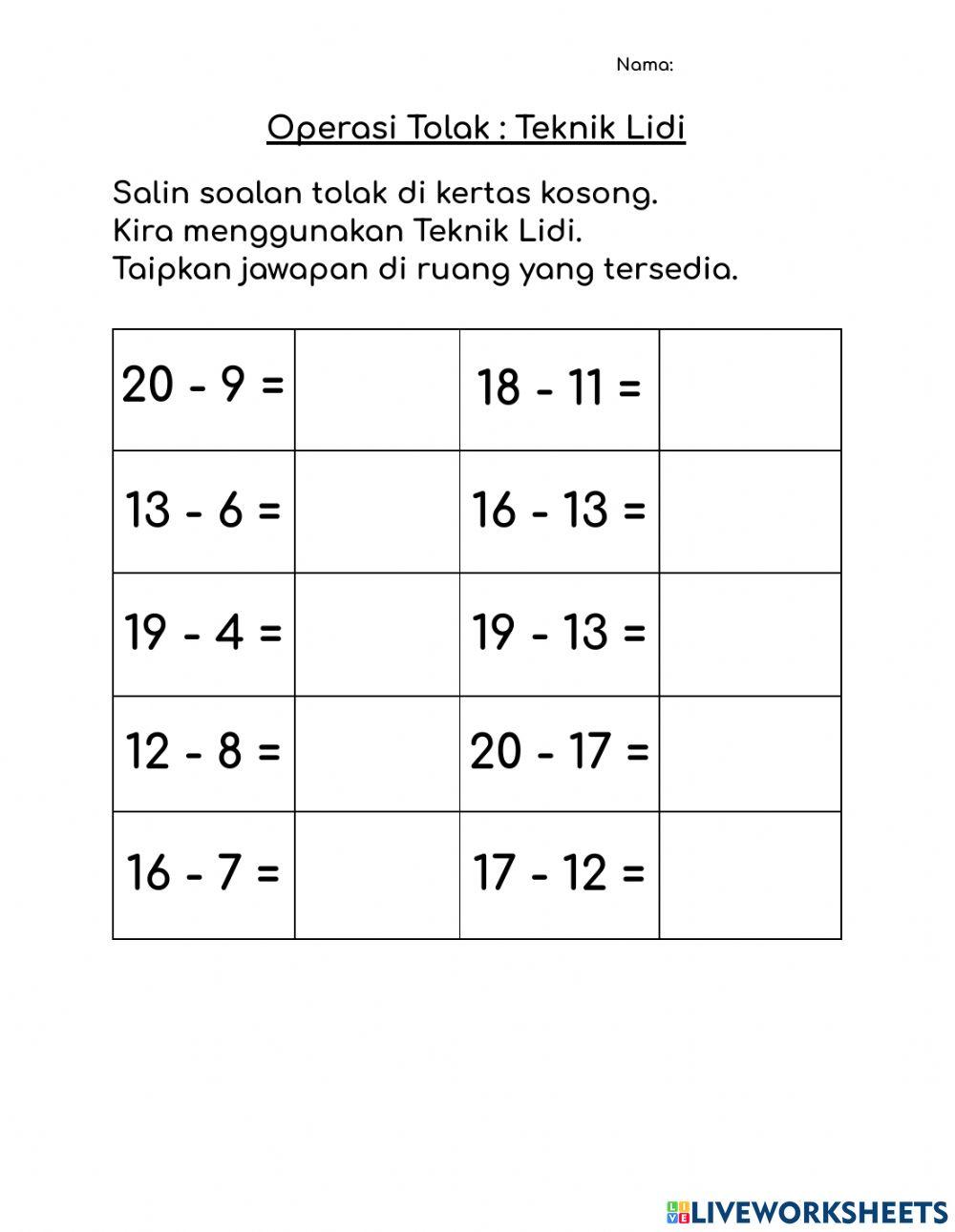 Latihan Tolak: Teknik Lidi
