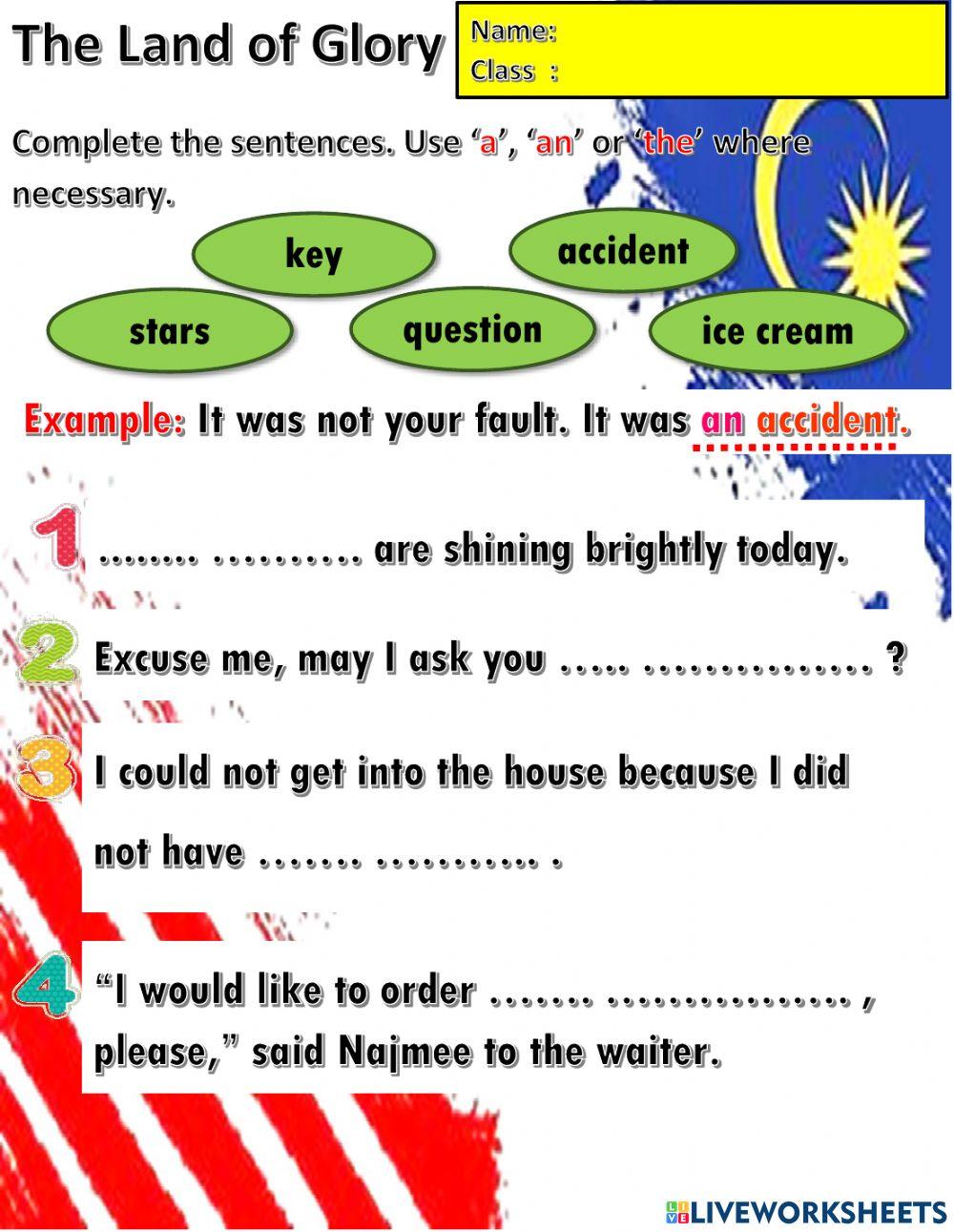 Year 6 Unit 12 Land of Glory: Articles