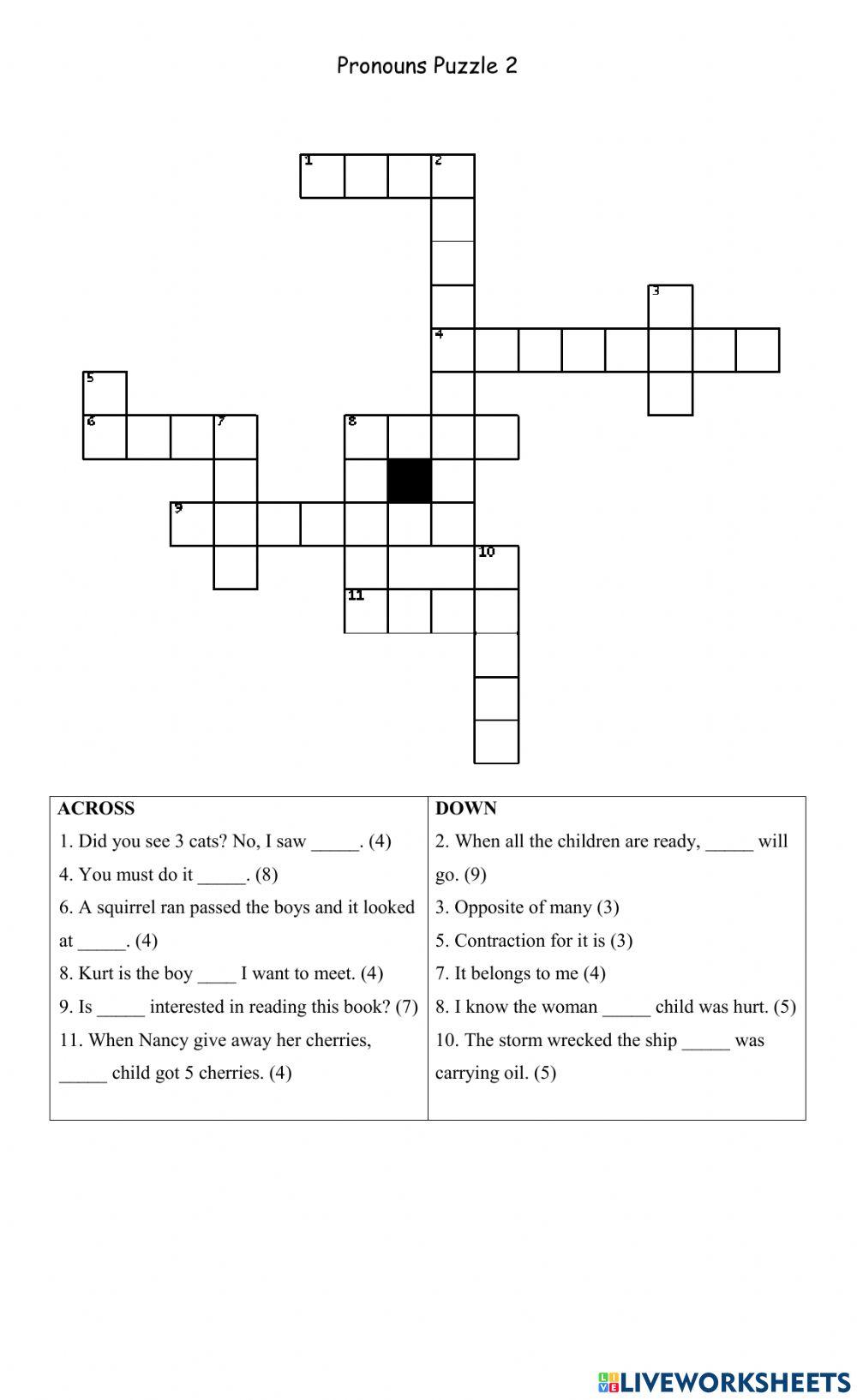 Pronouns Puzzle Free Interactive Worksheets 1448353