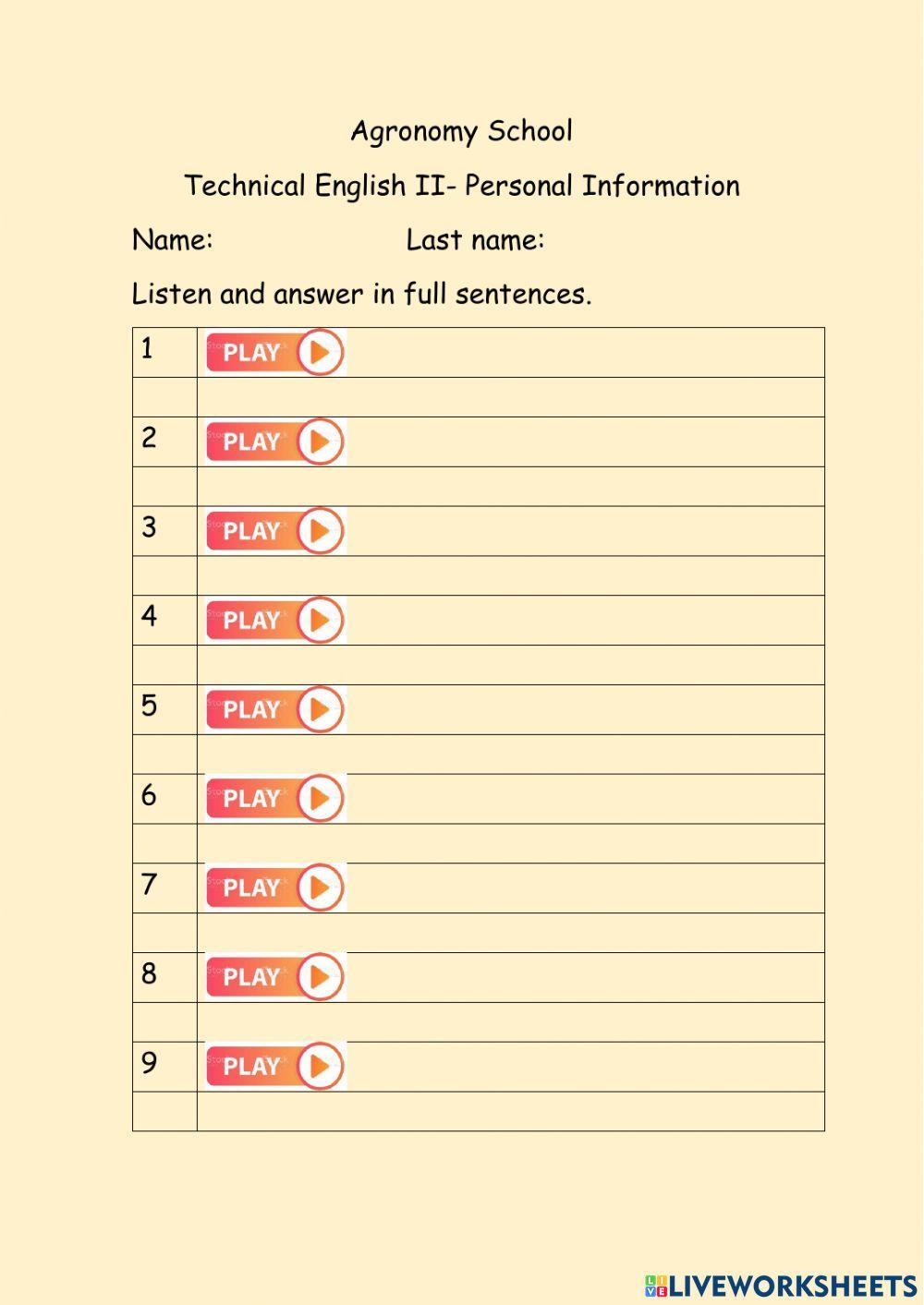 Personal Information