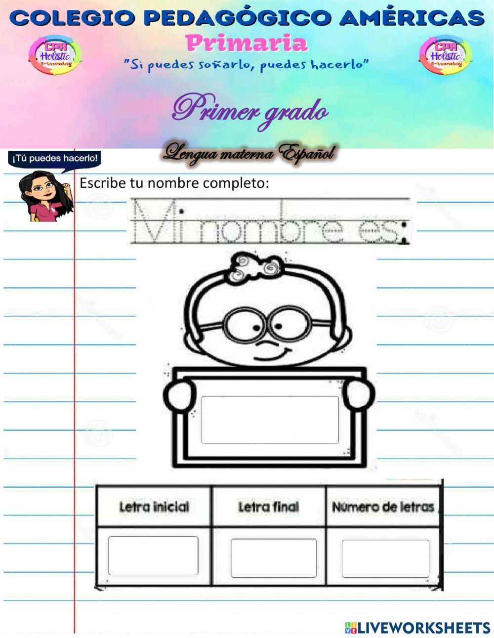 Examen de Español primero