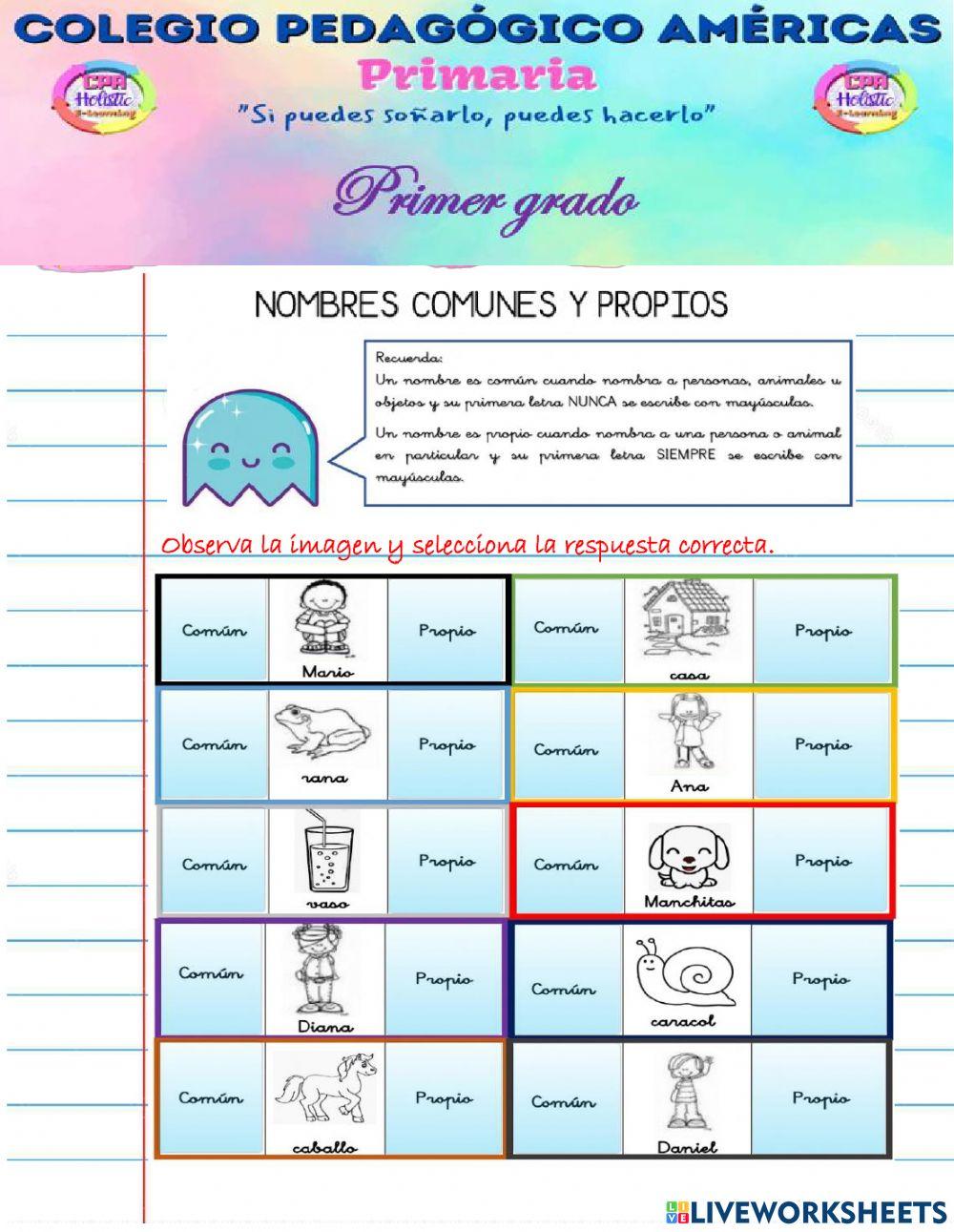 Examen de Español primero