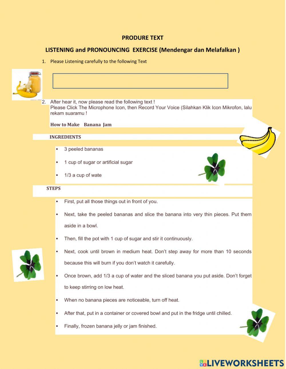 Procedure text Listening-Pronouncing Exercise