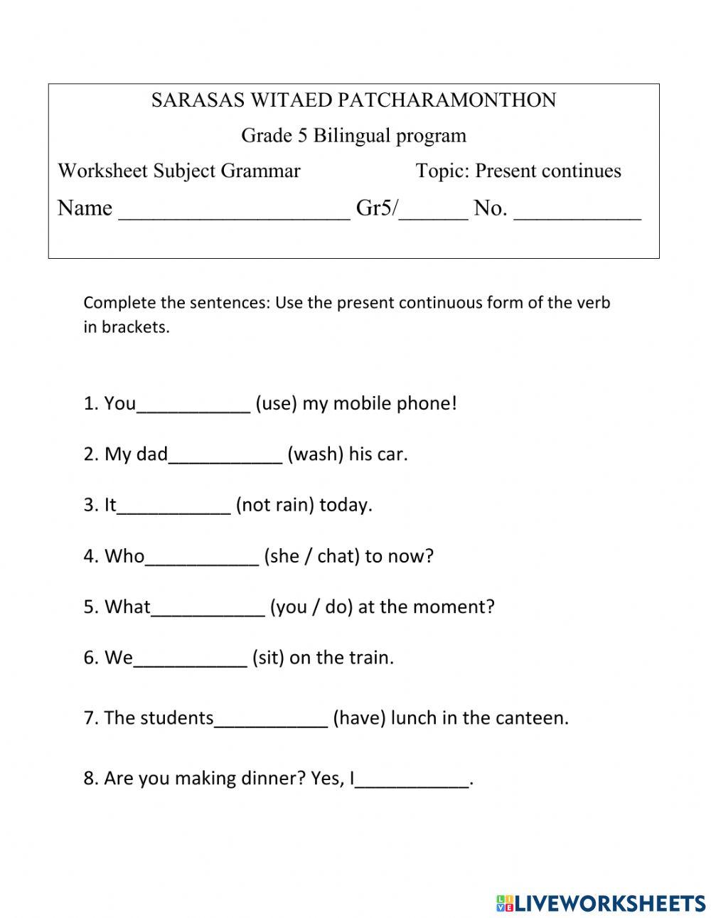Present Continuous 2