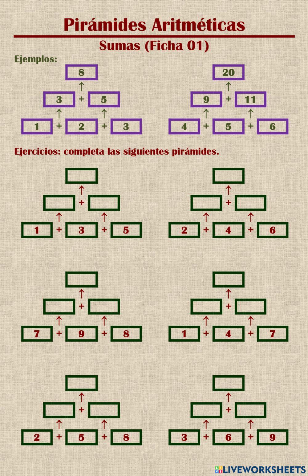 (Pirámides Aritméticas) Sumas (Ficha 01)
