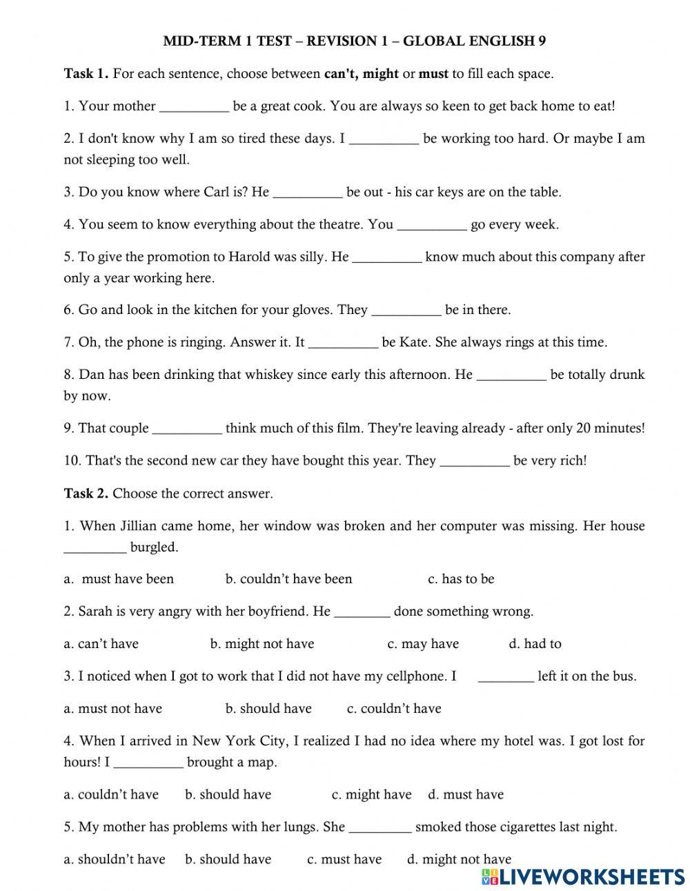 The causative - Determiner - Reporting verbs -Past modals