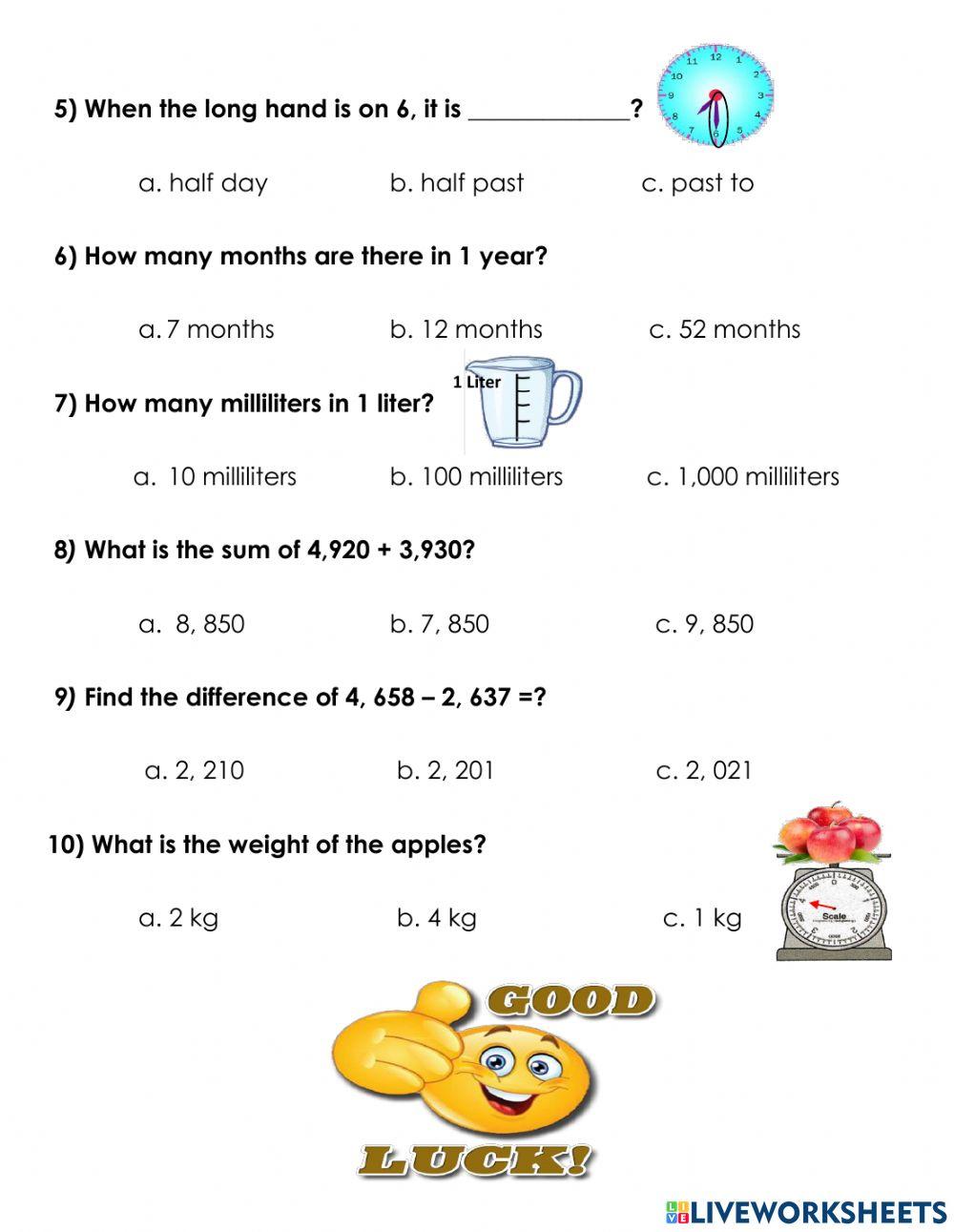 Mathematics examination