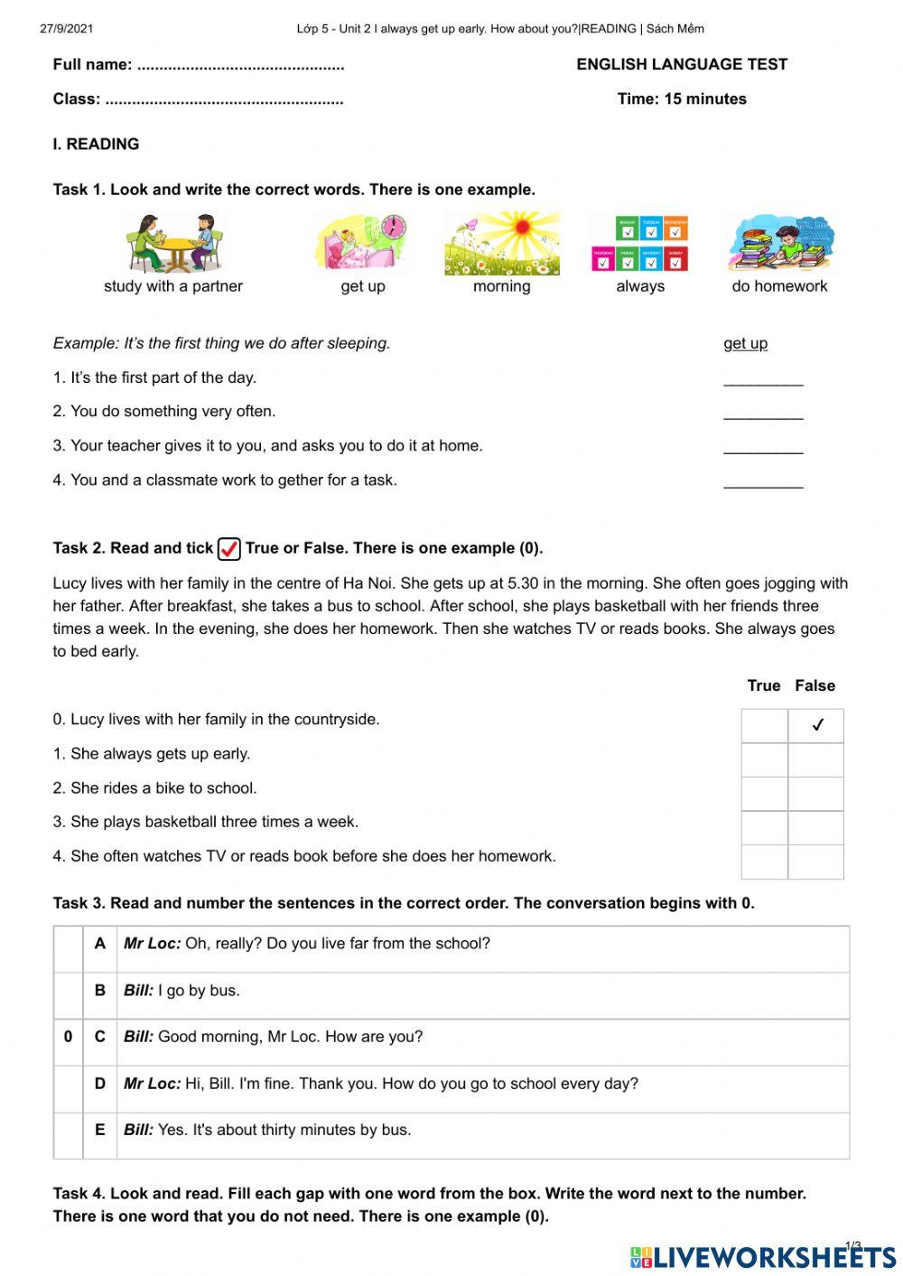 E5 unit 2 test Listening