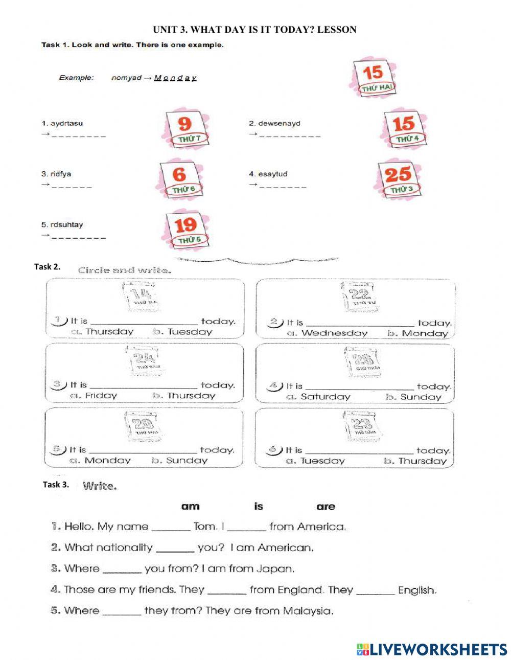 U3.What day is it today?lesson 1
