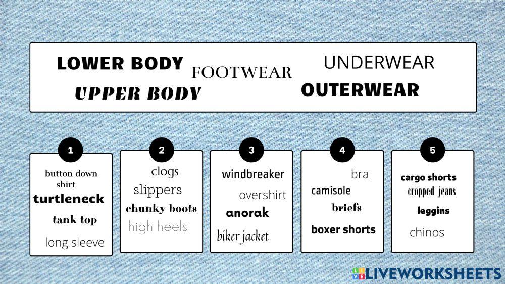 Clothes categories Clothes categories