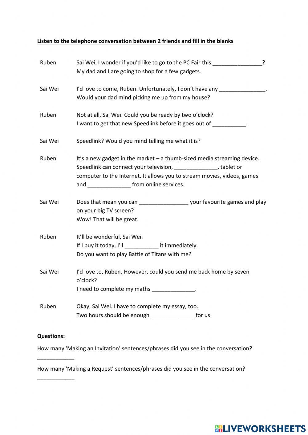 Making an Invitation & Making a Request (Conversation 2)