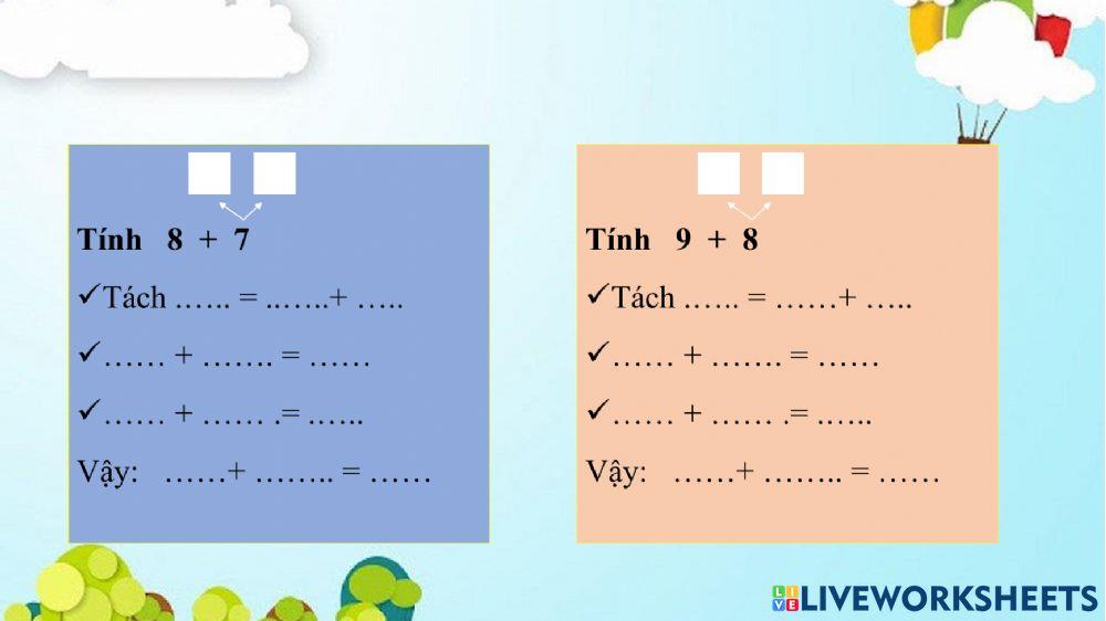 Phép cộng ( qua 10) trong phạm vi 20