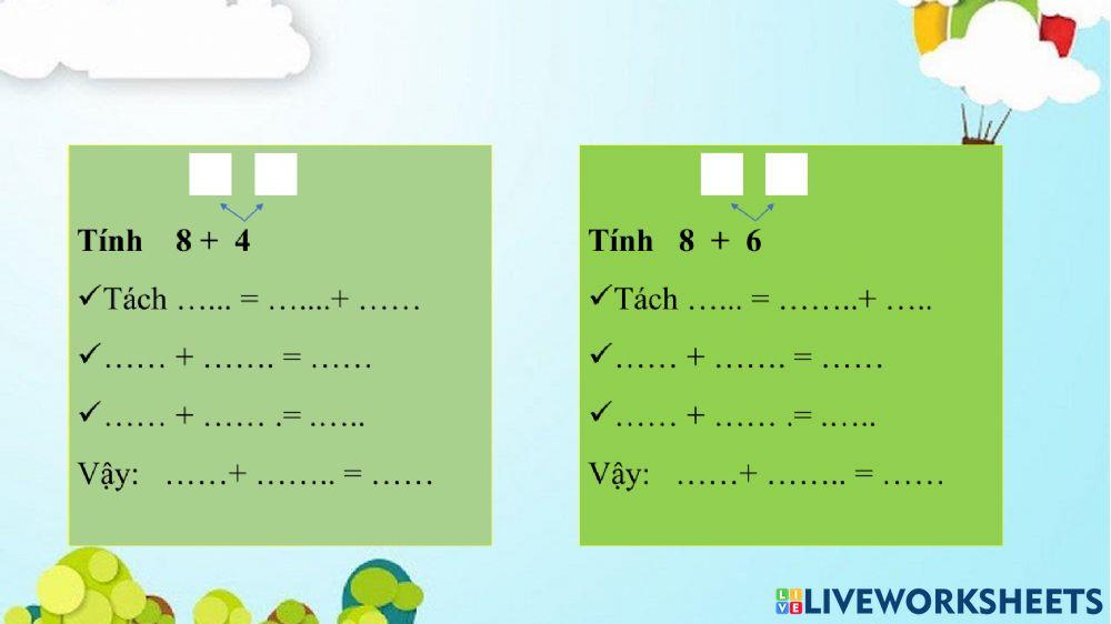 Phép cộng ( qua 10) trong phạm vi 20