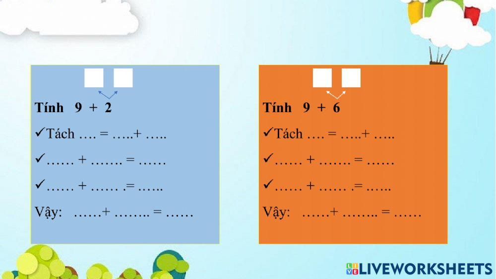 Phép cộng ( qua 10) trong phạm vi 20