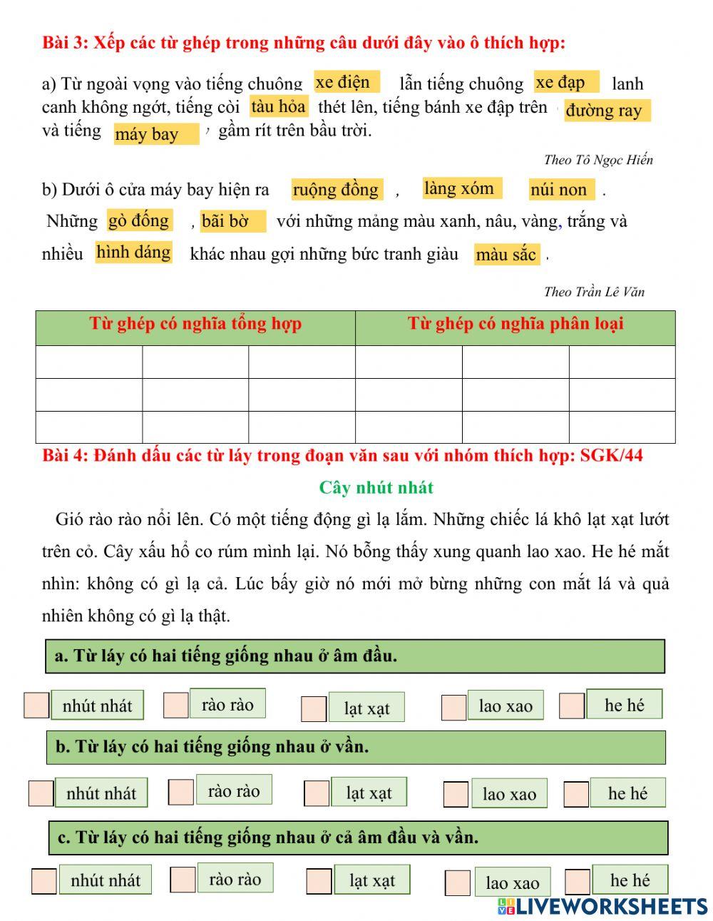 Tuần 4-ltvc-từ ghép và từ láy-lt về từ ghép và từ láy