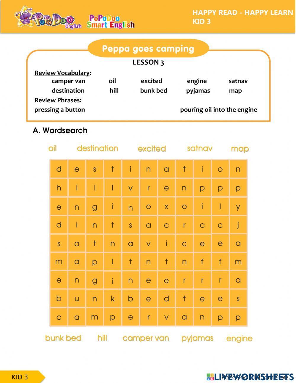 Peppa goes camping lesson 3