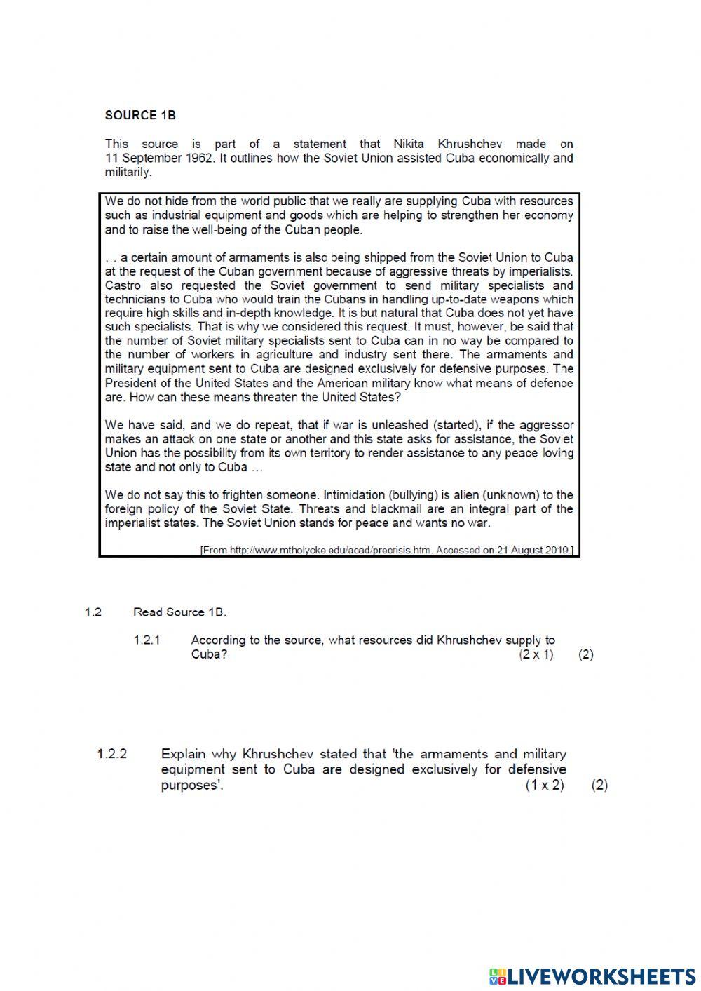 History paper 1 section a