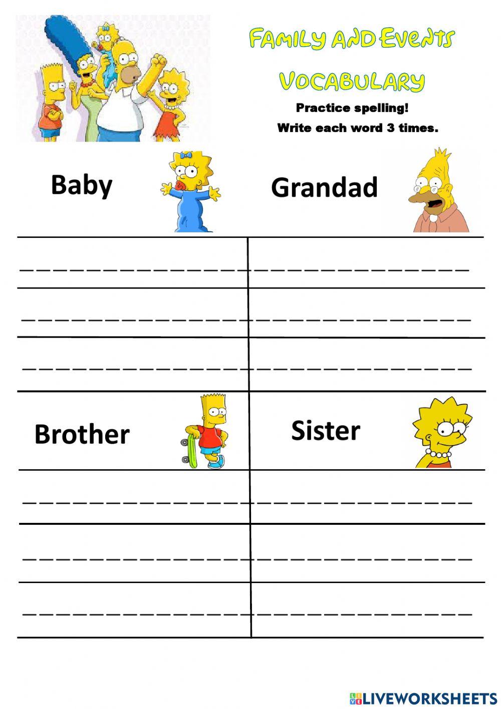 Family and Events Vocabulary