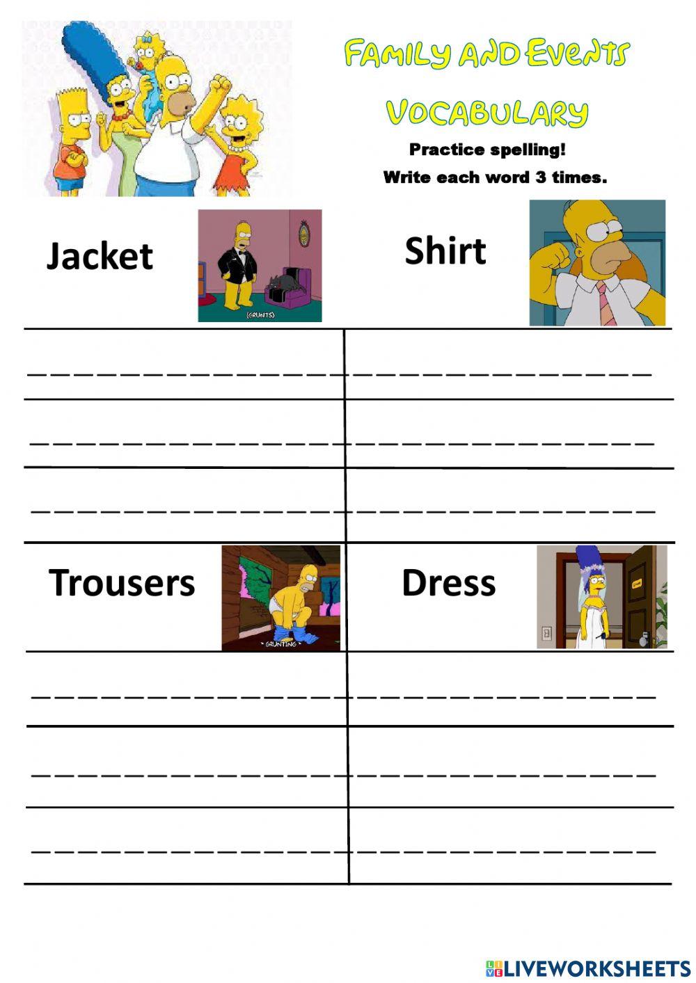 Family and Events Vocabulary