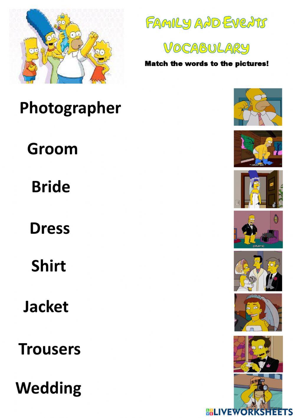 Family and Events Vocabulary