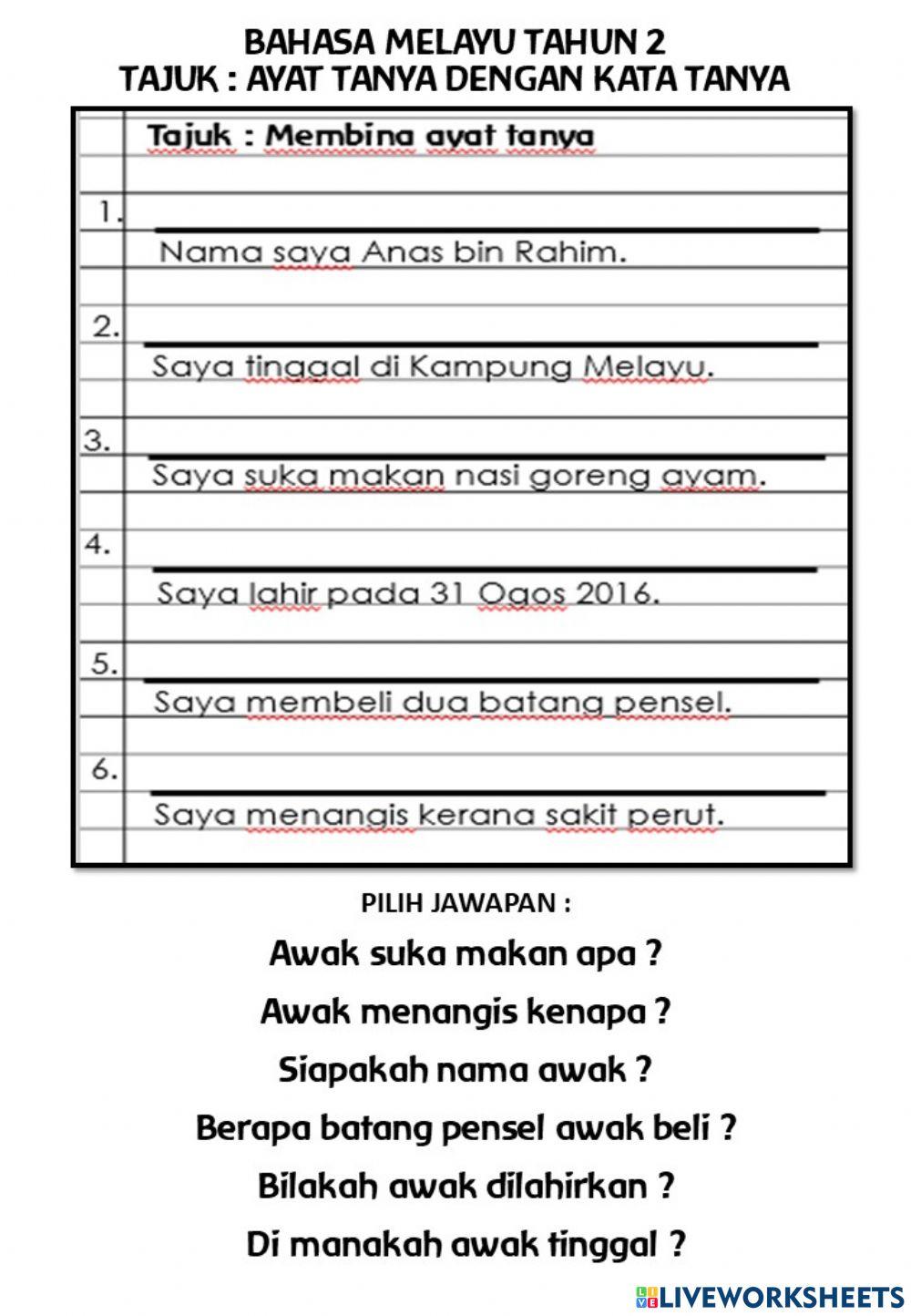 Ayat tanya dengan kata tanya