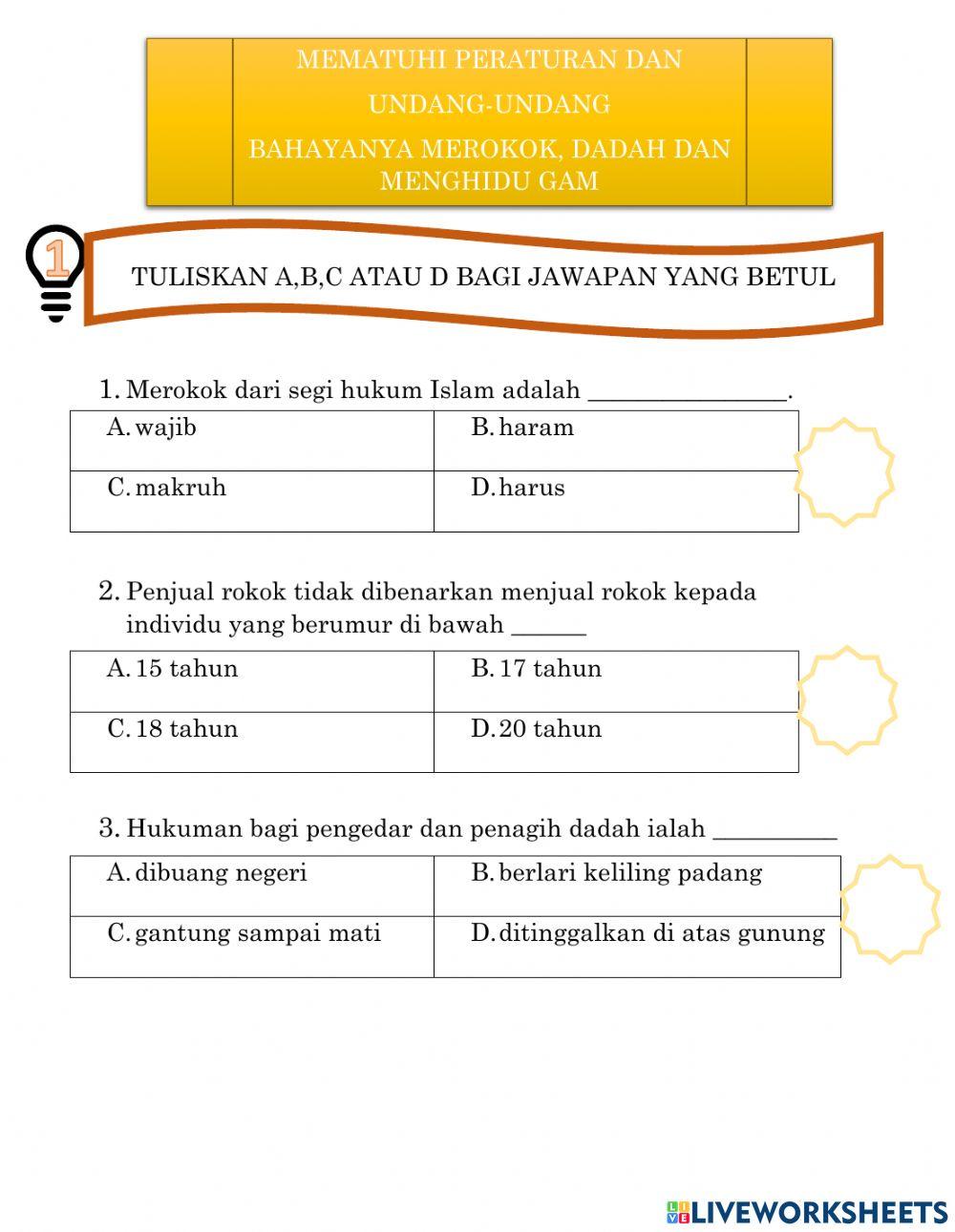 BAHAYANYA MEROKOK, DADAH DAN MENGHIDU GAM