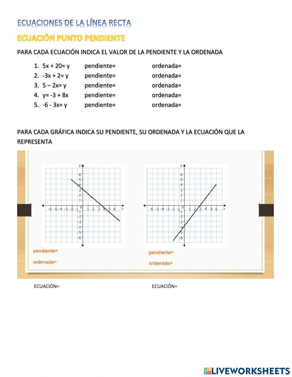 Ecuación pendiente ordenada