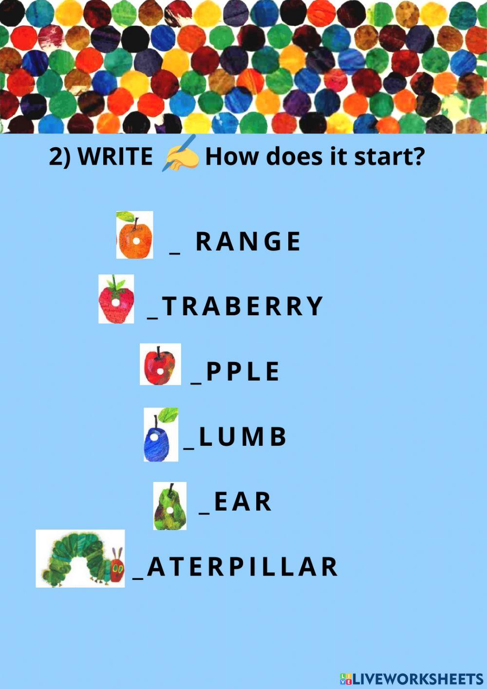 Activity: A very hungry caterpillar 2