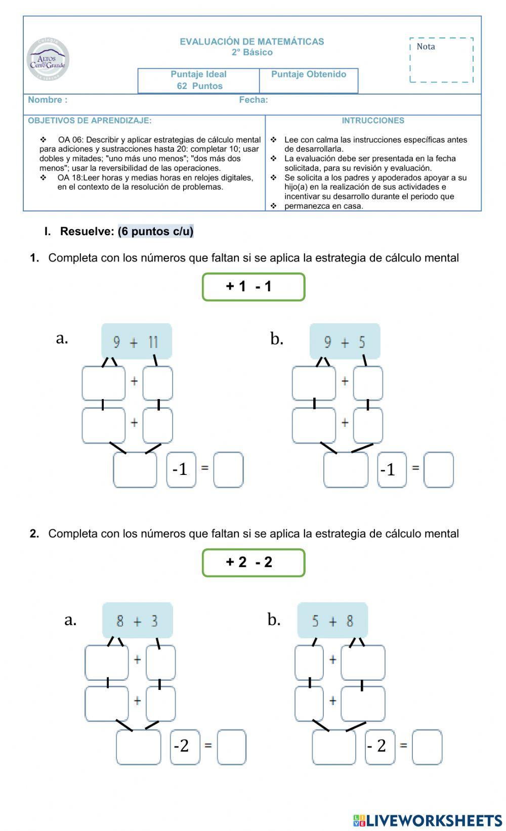 Evaluación matemáticas