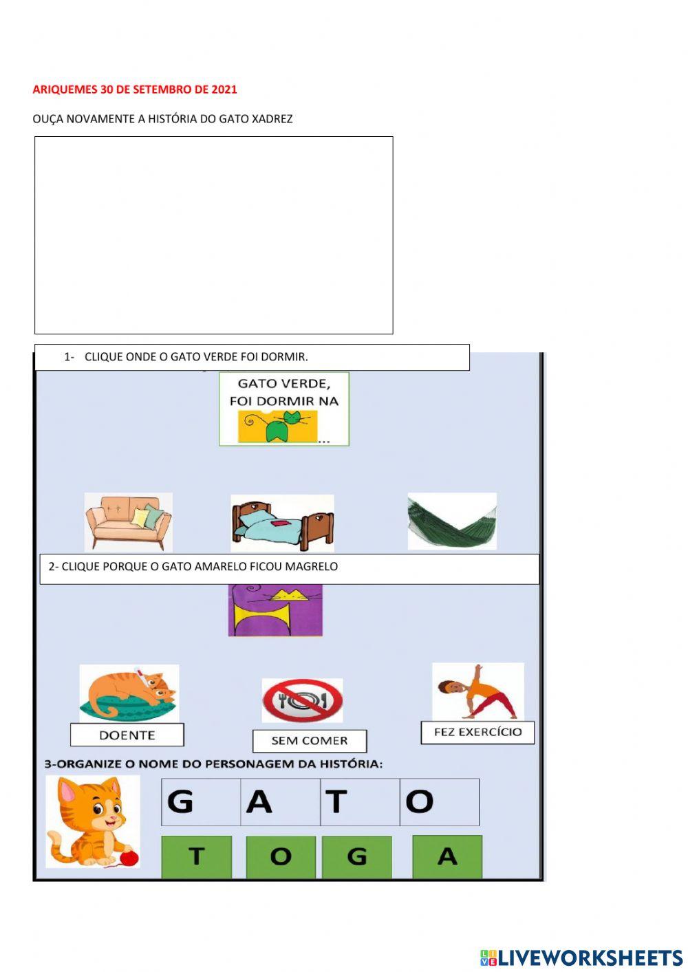 Compreensão do GATO XADREZ interactive worksheet
