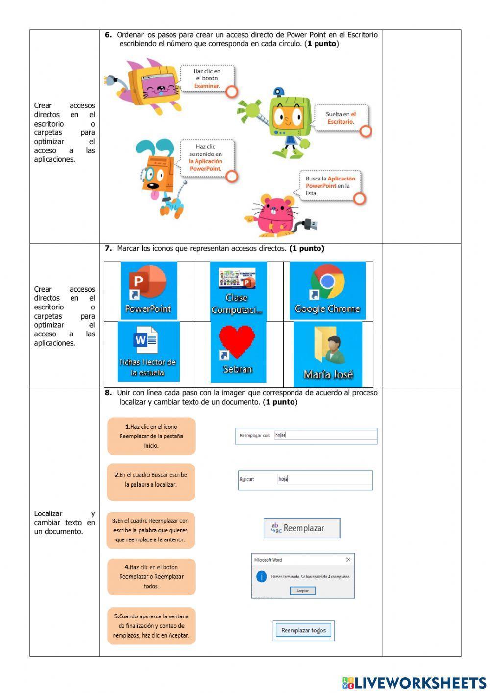 Examen del Primer Quimestre de Computación de Quinto Grado