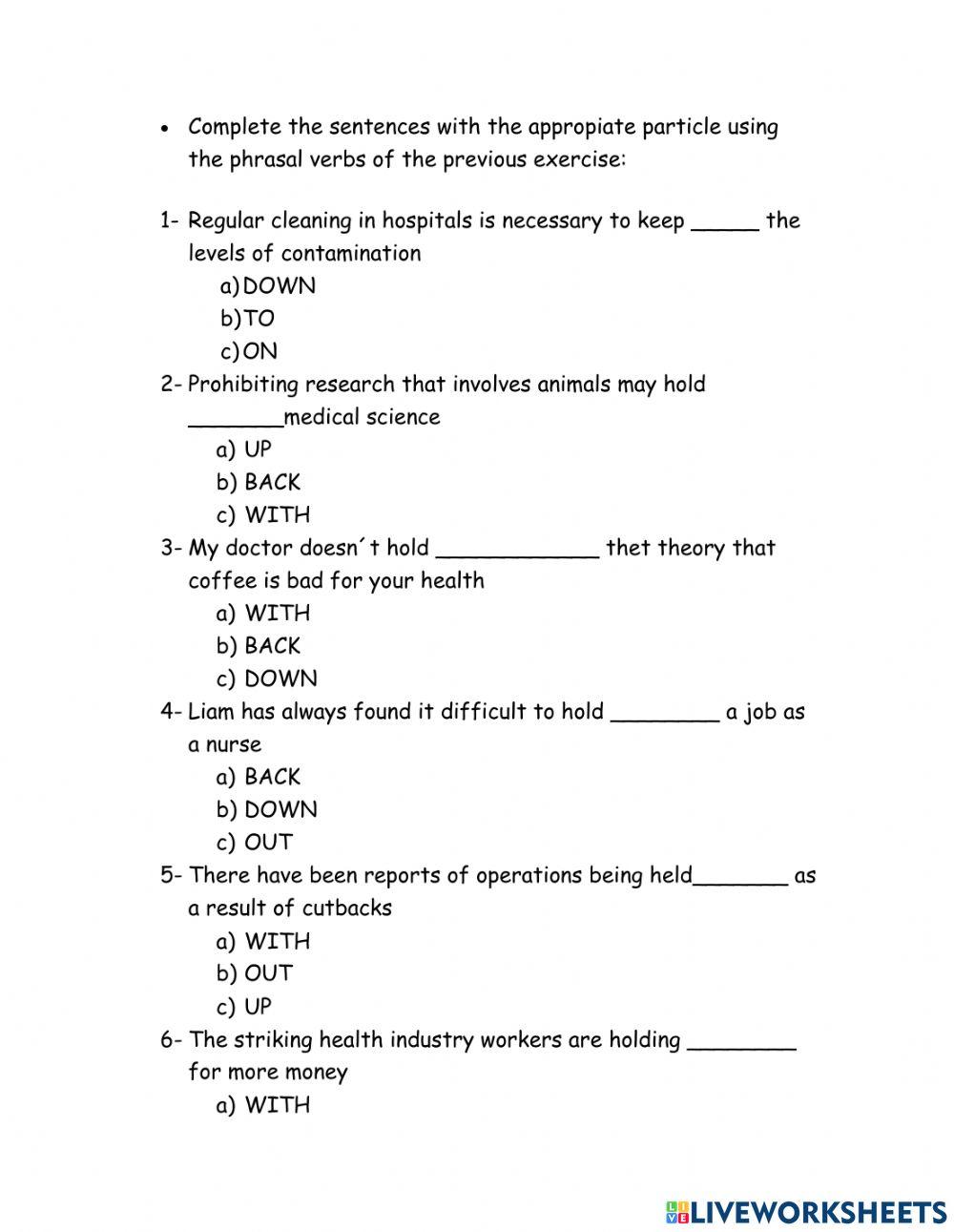 Science of life - phrasal verbs