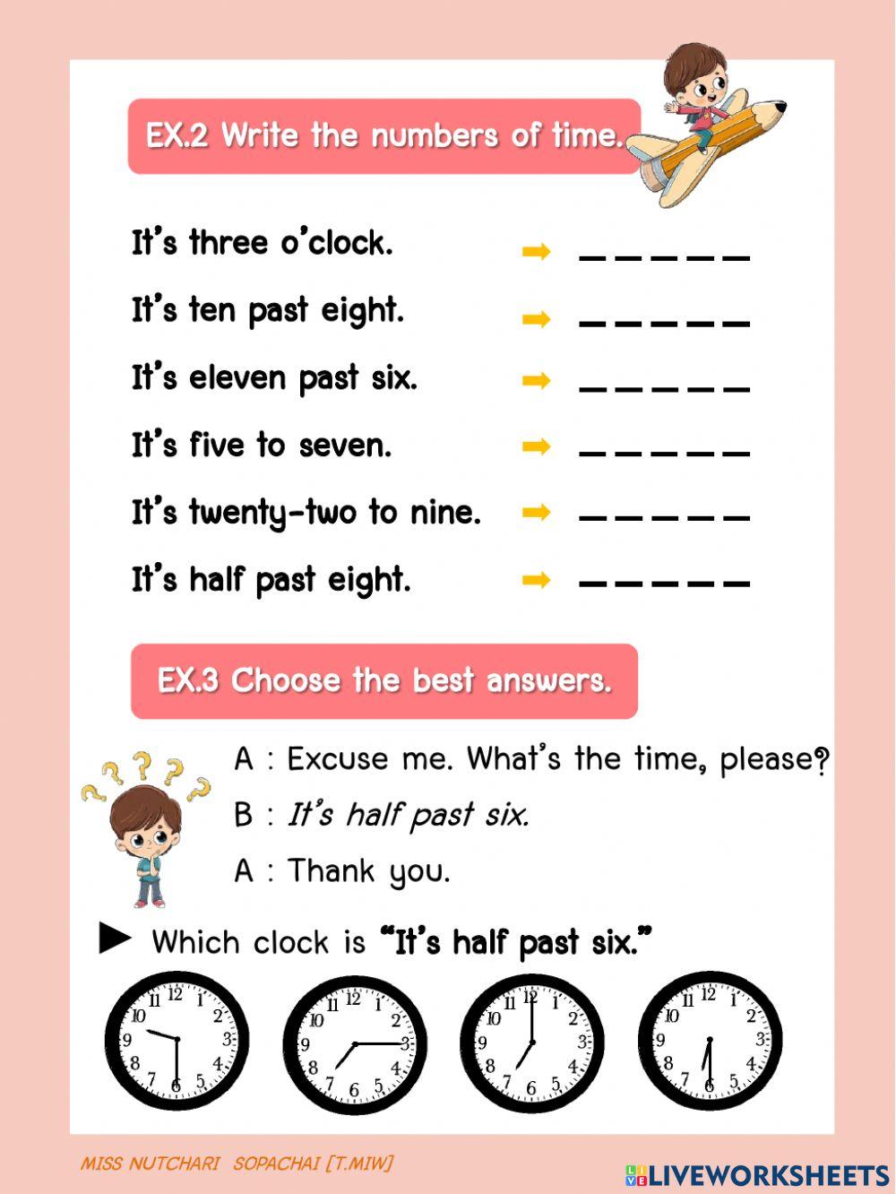 Telling the time Part 1 worksheet Live Worksheets